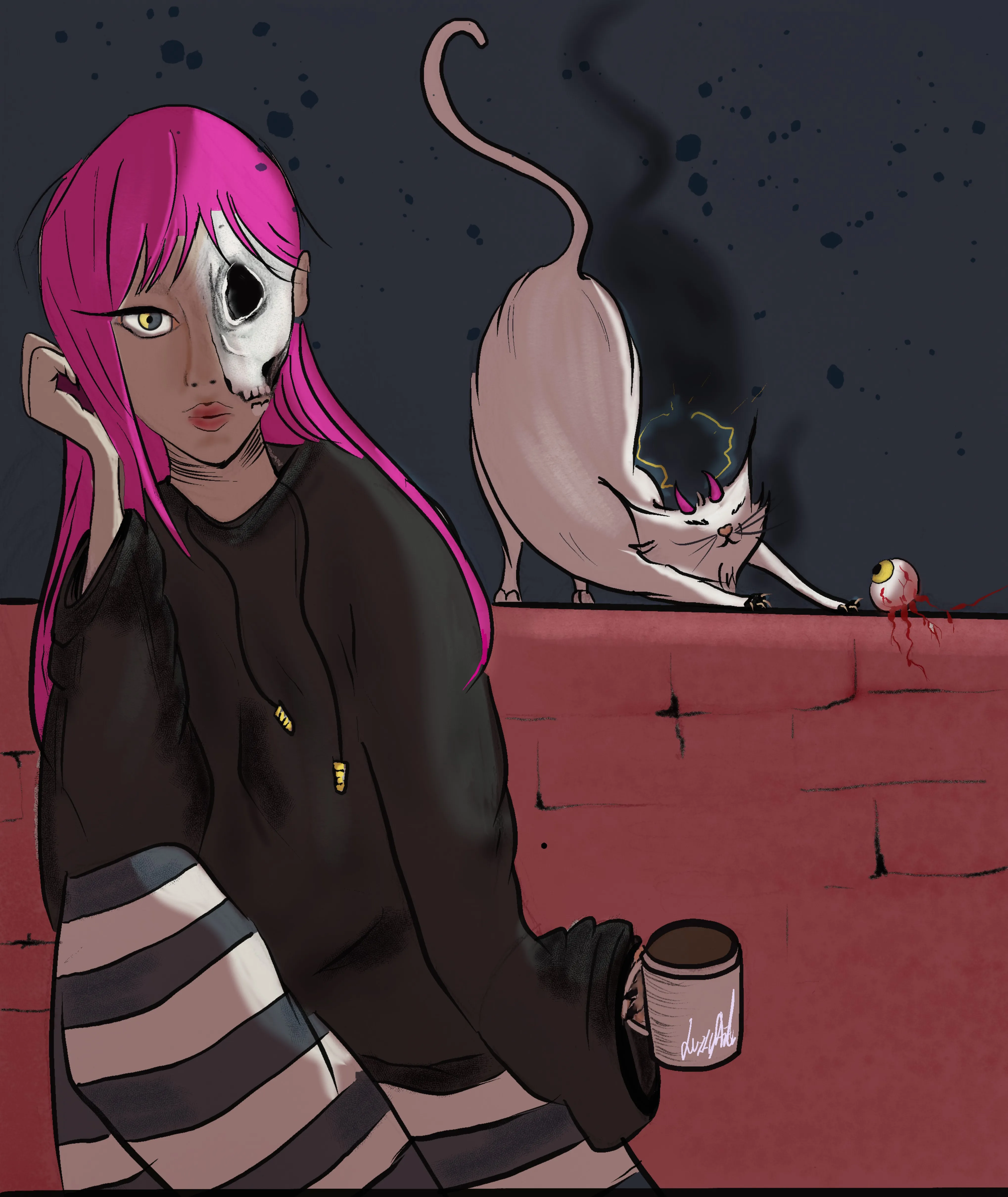 Zombie girl and cat